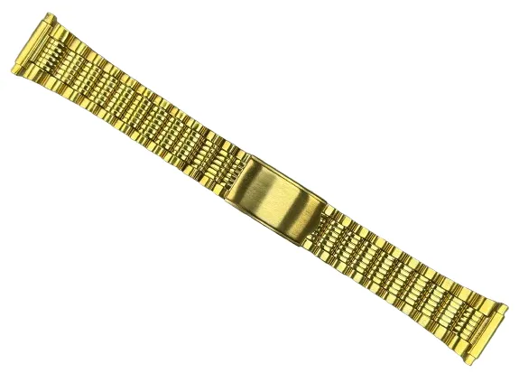 16-22MM Textured Oyster Style Gold Tone Stainless Steel Band with fold-over clasp