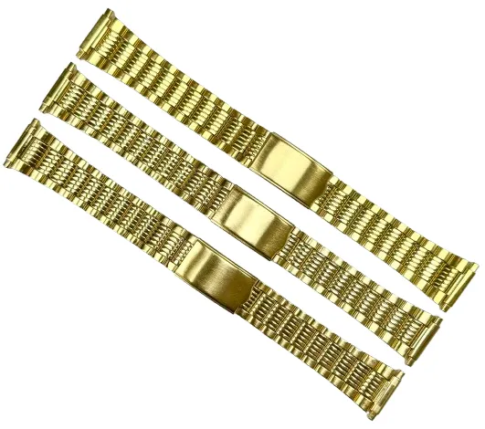 16-22MM Textured Oyster Style Gold Tone Stainless Steel Band with fold-over clasp