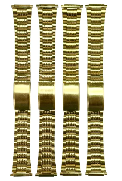 16-22MM Textured Oyster Style Gold Tone Stainless Steel Band with fold-over clasp