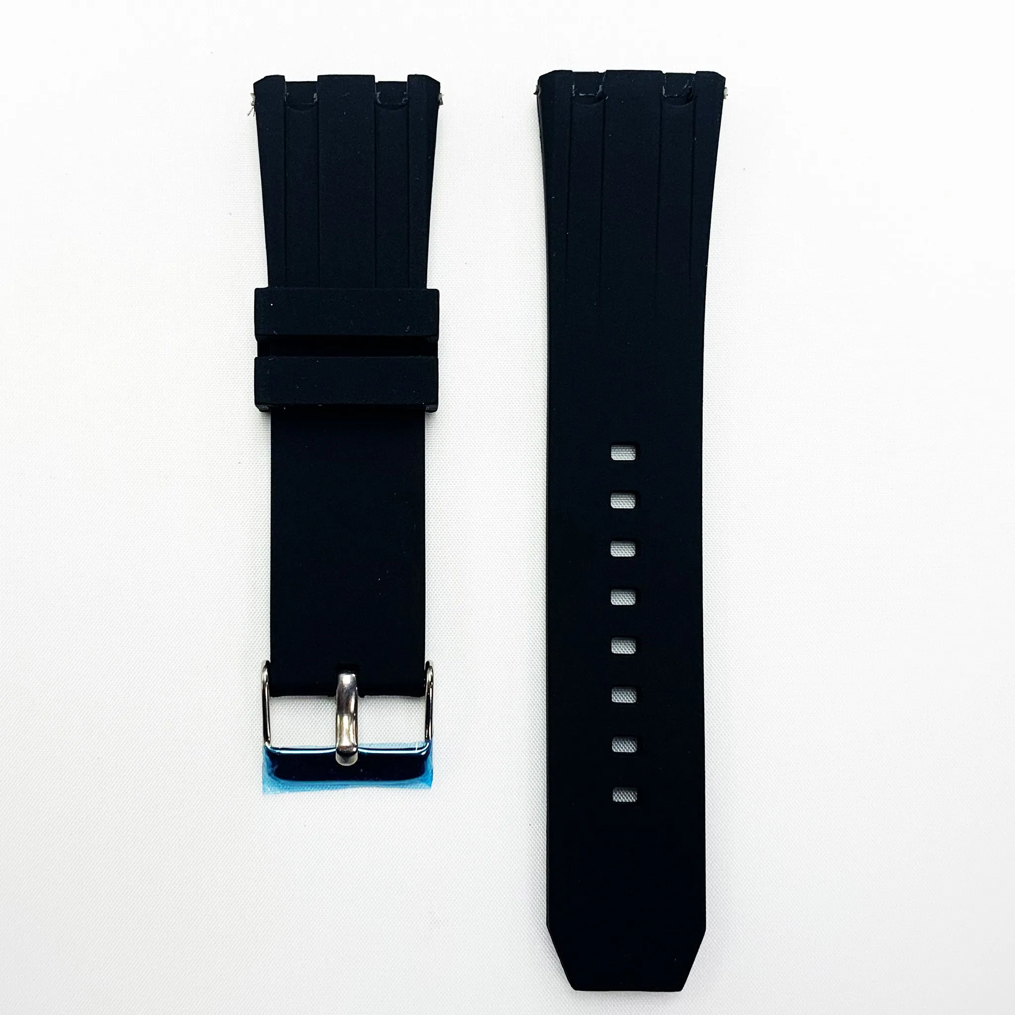 24 MM Silicone Special Double Cut Watch Band Black Color Quick Release Regular Size Watch Strap