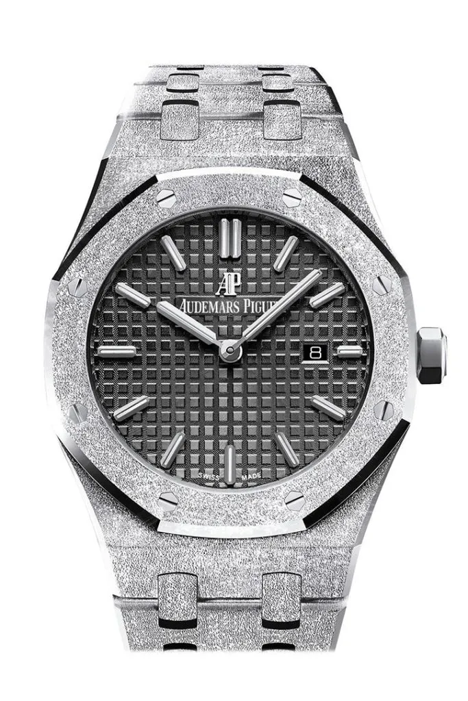 Audemars Piguet Royal Oak Frosted Black Dial Ladies 18k White Gold Watch 67653BC.GG.1263BC.02