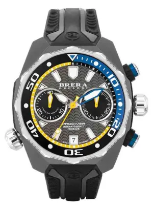 Brera Orologi PRODIVER Men's Italian Grey Blue Yellow 47mm Diving Watch BRDV2C4704