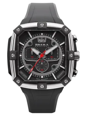 Brera Orologi SUPERSPORTIVO SQUARE Men's Swiss Made Black 48mm Watch BRSS2C4601