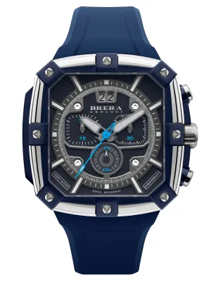 Brera Orologi SUPERSPORTIVO SQUARE Men's Swiss Made Blue 46mm Watch BRSS2C4606