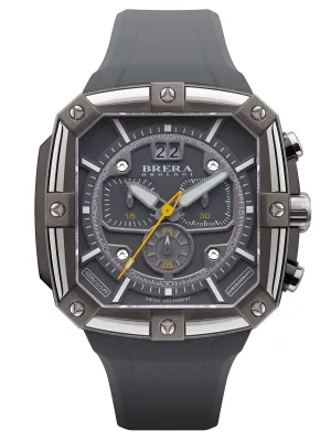 Brera Orologi SUPERSPORTIVO SQUARE Men's Swiss Made Grey 48mm Watch BRSS2C4602