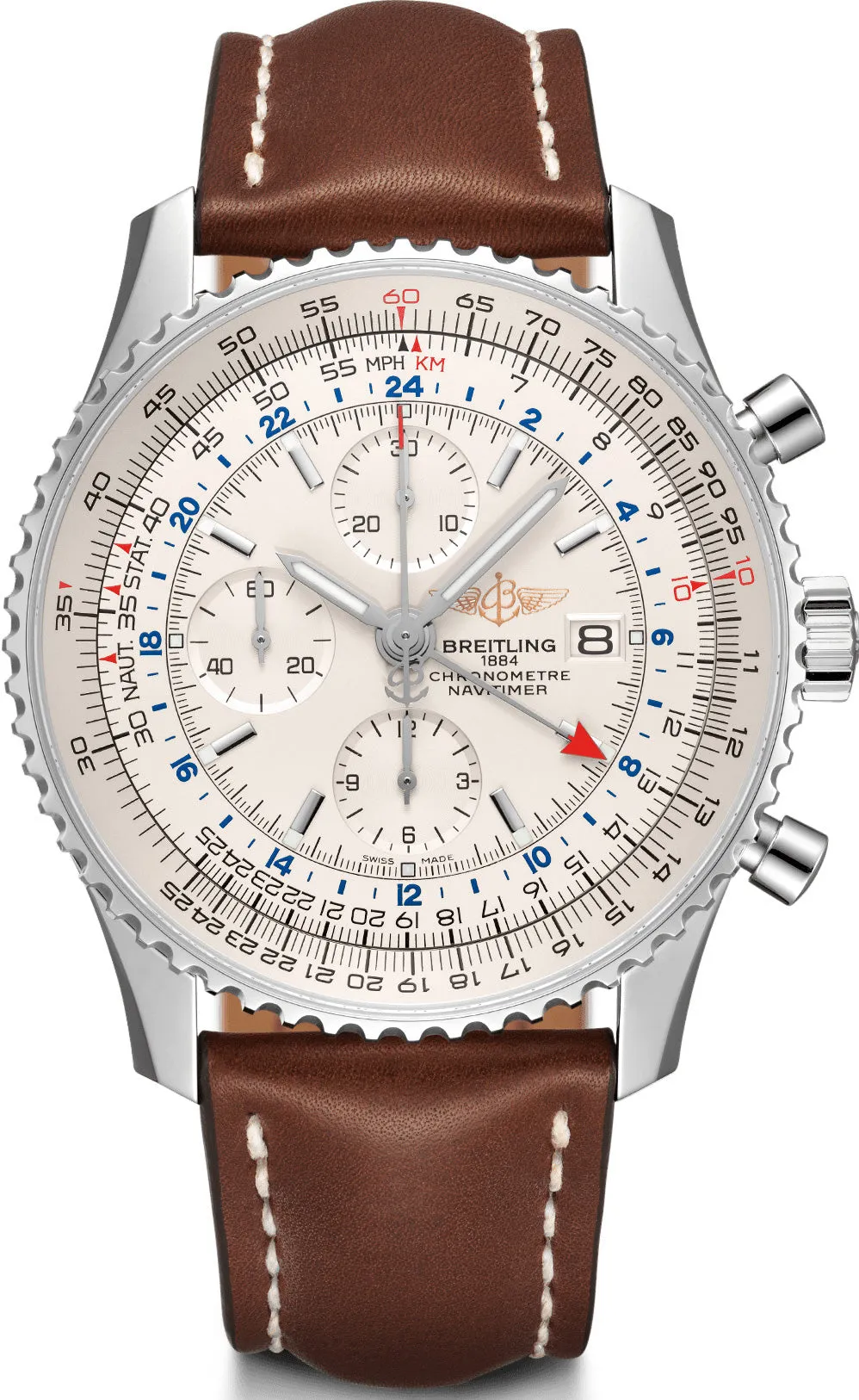 BRT Watch Navitimer Chronograph GMT 46 Leather Tang Type