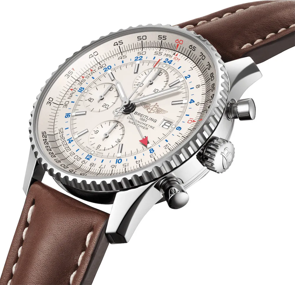 BRT Watch Navitimer Chronograph GMT 46 Leather Tang Type