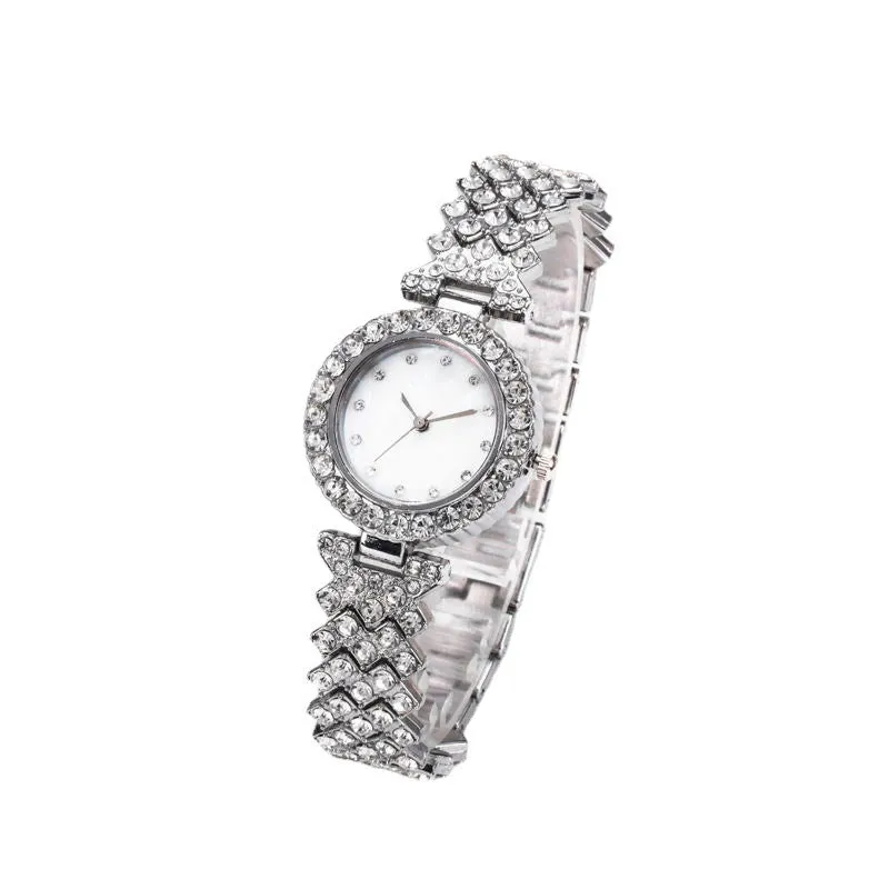 Chic Simple Women's Quartz Watch with Diamond Accents - Elegant Alloy Timepiece