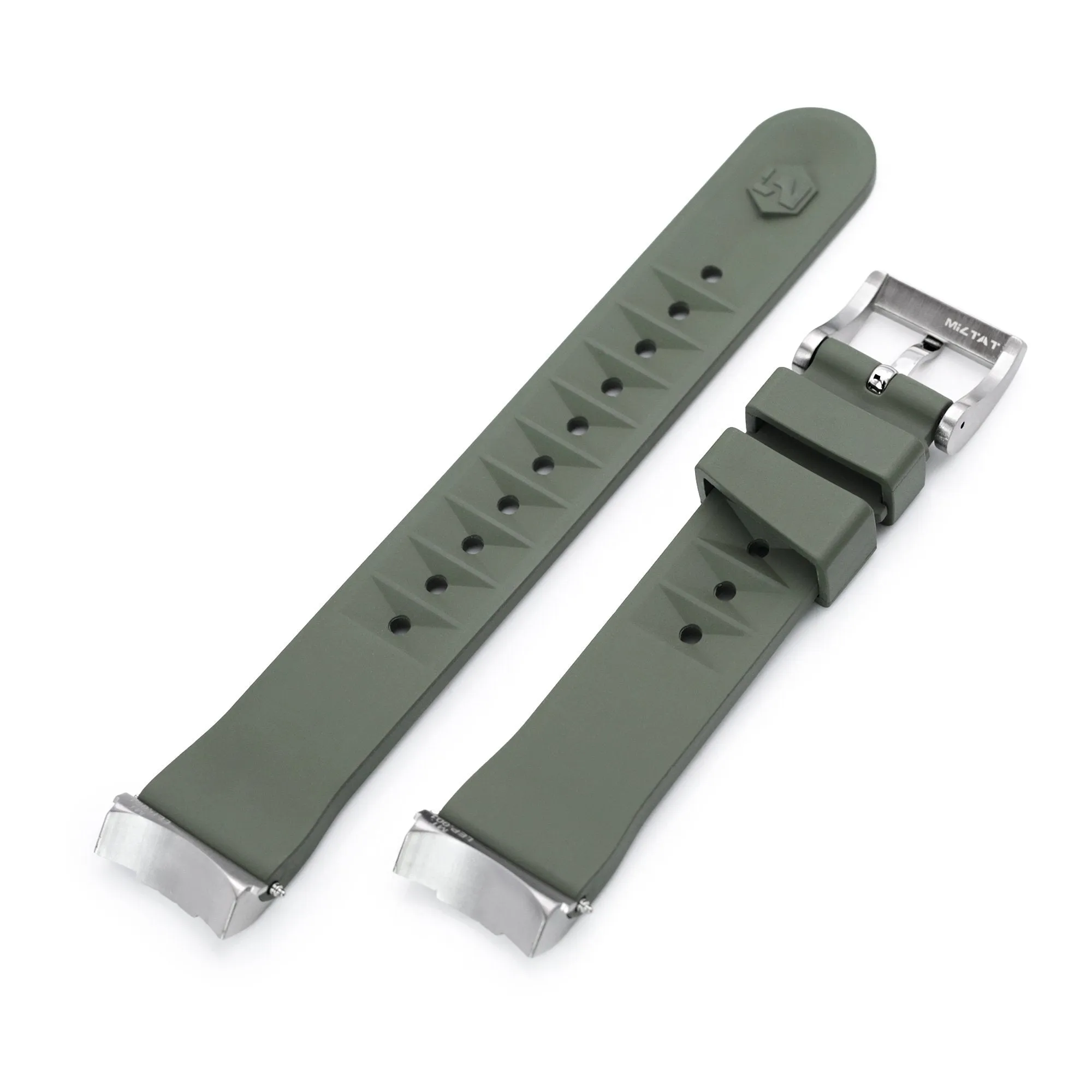 Endlink Plus Chaffle Military Green FKM Rubber watch strap compatible with Seiko Sumo SPB103