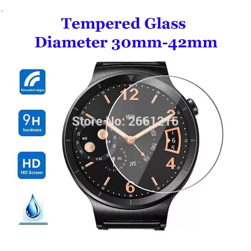 For Diameter 30mm - 42mm Smart Watch Tempered Glass 9H 2.5D Premium Screen Protector Film 23 31 32 33 34 35 36 37 38 39 40 41 mm