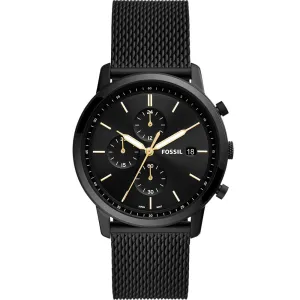 Fossil FS5943 Minimalist Black Stainless Steel Mesh Mens Watch