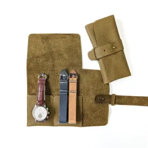 Leather Watch Roll - Small / Dijon