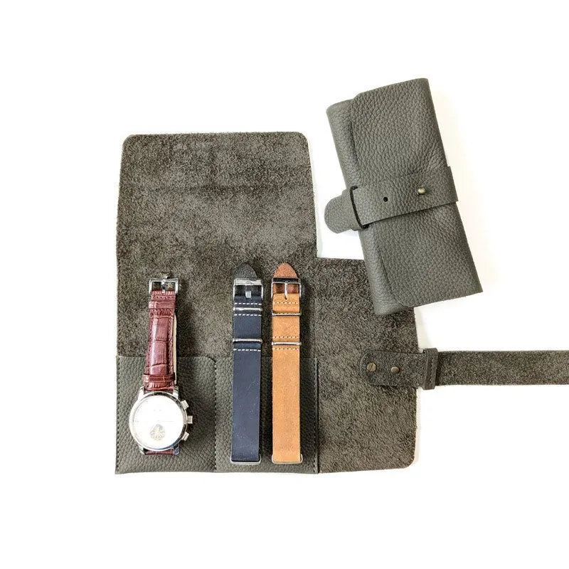 Leather Watch Roll - Small / Matcha Green