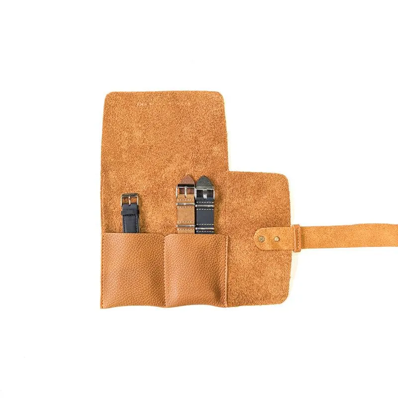 Leather Watch Roll - Small / Windsor Tan