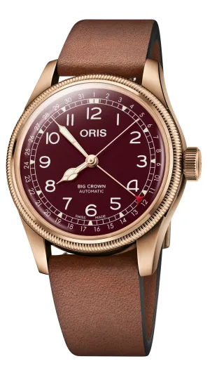 ORS Watch Big Crown Pointer Date Bronze Leather  Red