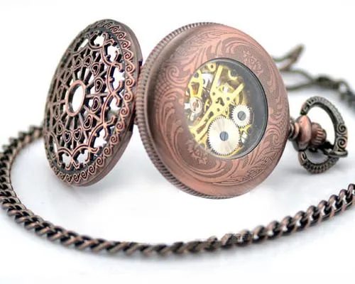 Retro Dial Hand Wind Mechanical Pocket Watch with Chain