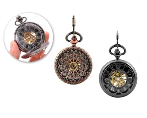 Retro Dial Hand Wind Mechanical Pocket Watch with Chain