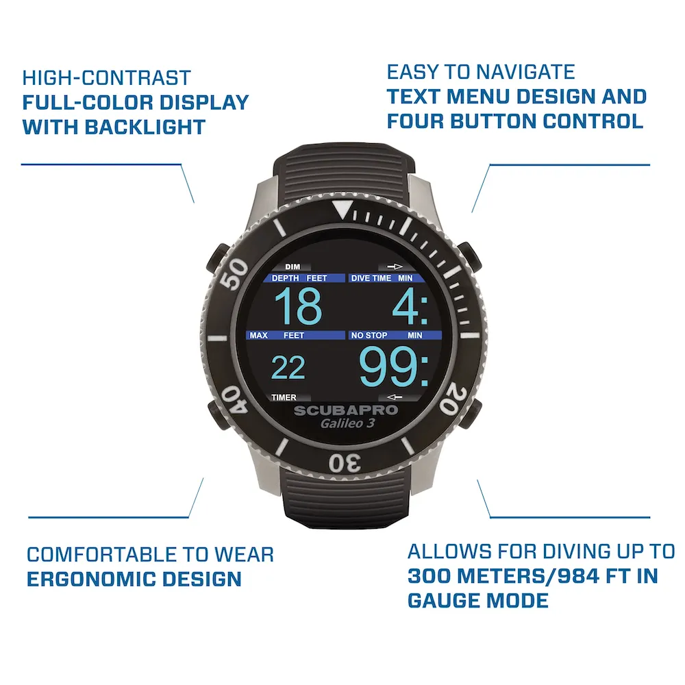 Scubapro Galileo 3 G3 Wrist Watch Color Dive Computer