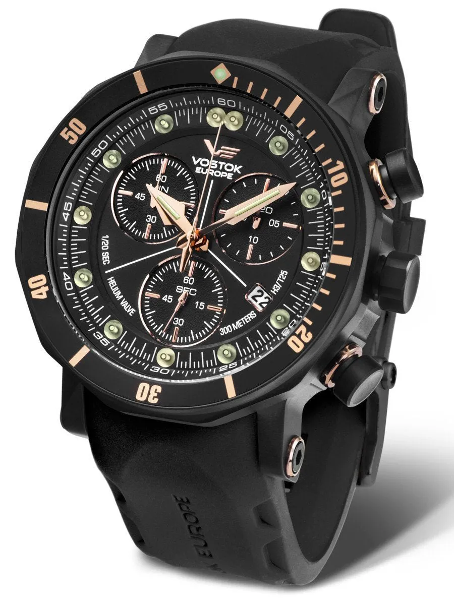 Vostok-Europe LUNOKHOD 2 GRAND CHRONO Mens Black Gold Watch 6S30/6203211