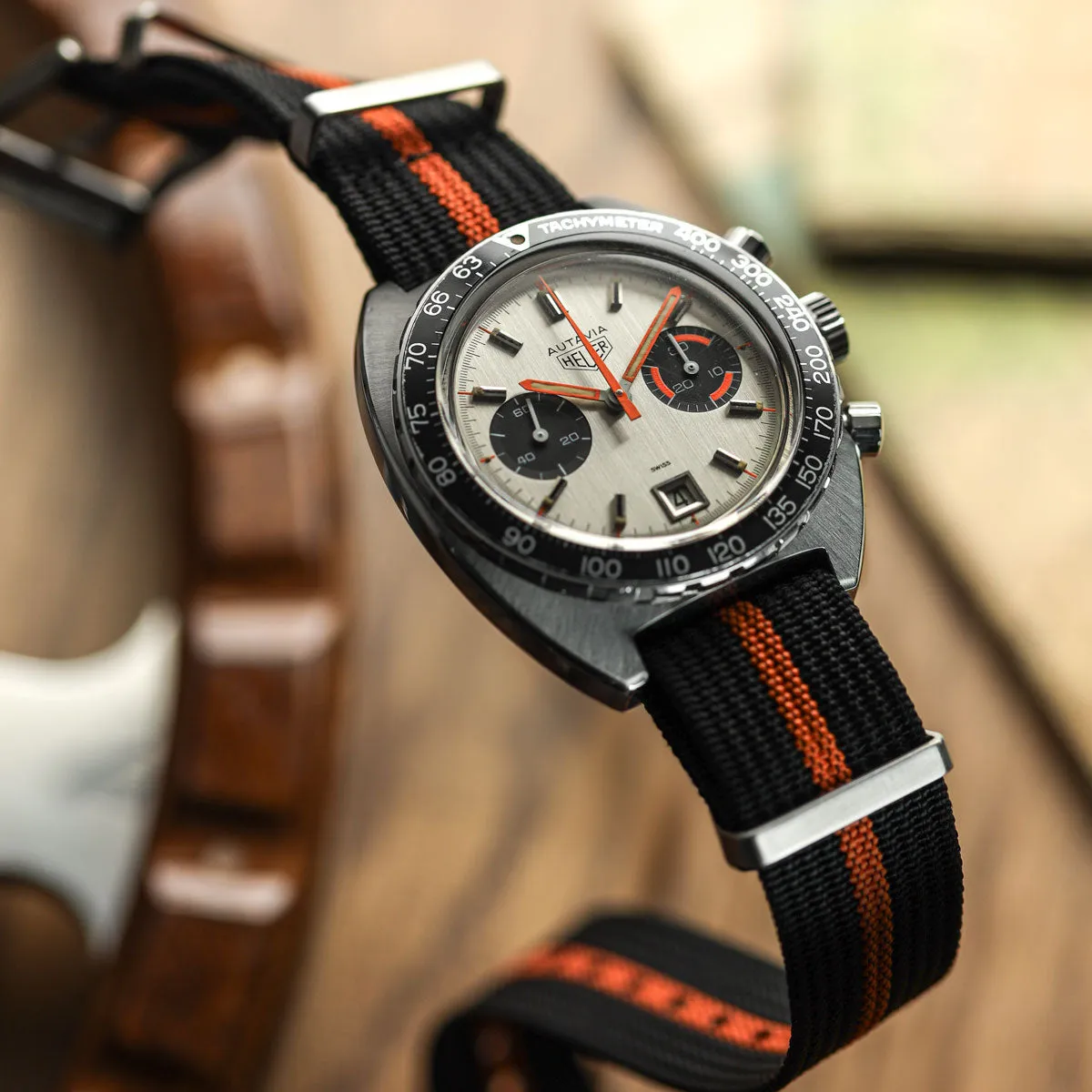 WatchGecko Ridge British Military Watch Strap - Black & Orange