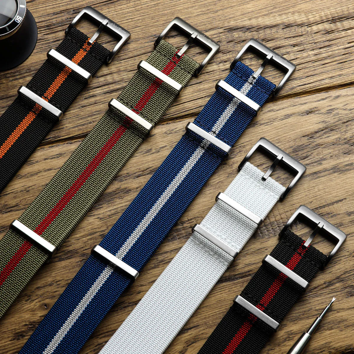 WatchGecko Ridge British Military Watch Strap - Black & Red