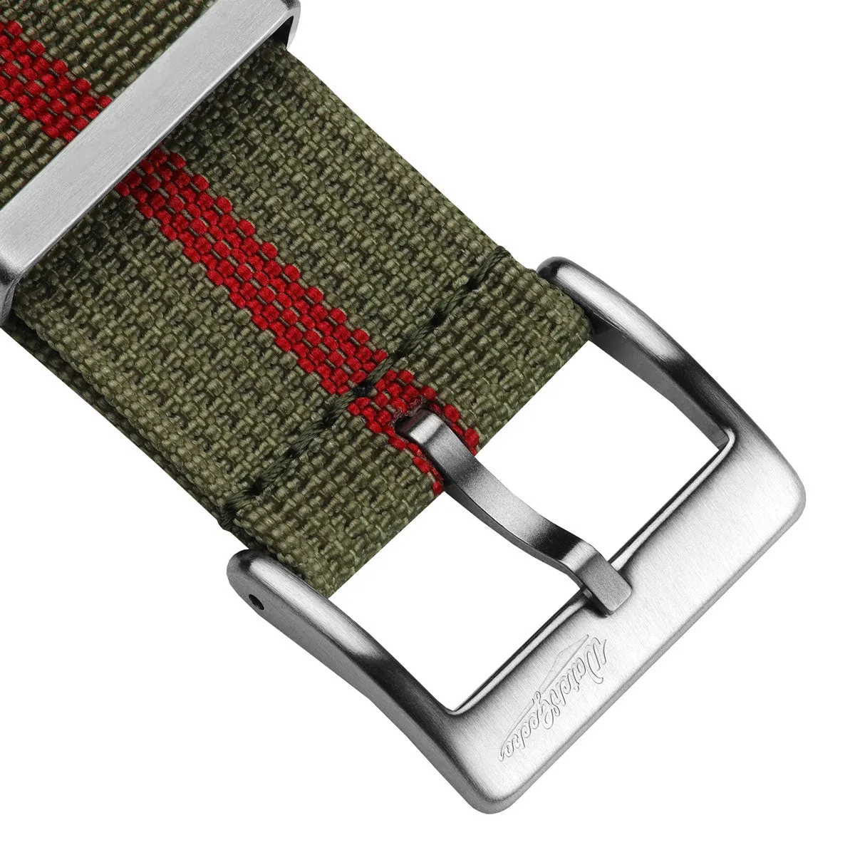 WatchGecko Ridge British Military Watch Strap - Green & Red