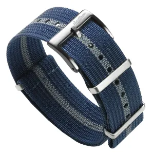 WatchGecko Ridge British Military Watch Strap - Navy & Grey Stripe