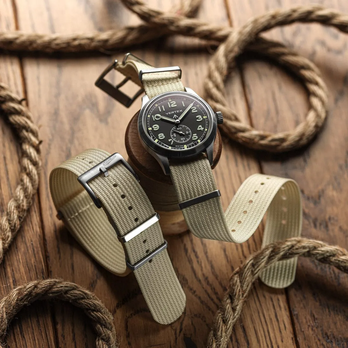 WatchGecko Ridge British Military Watch Strap - Navy & Grey Stripe