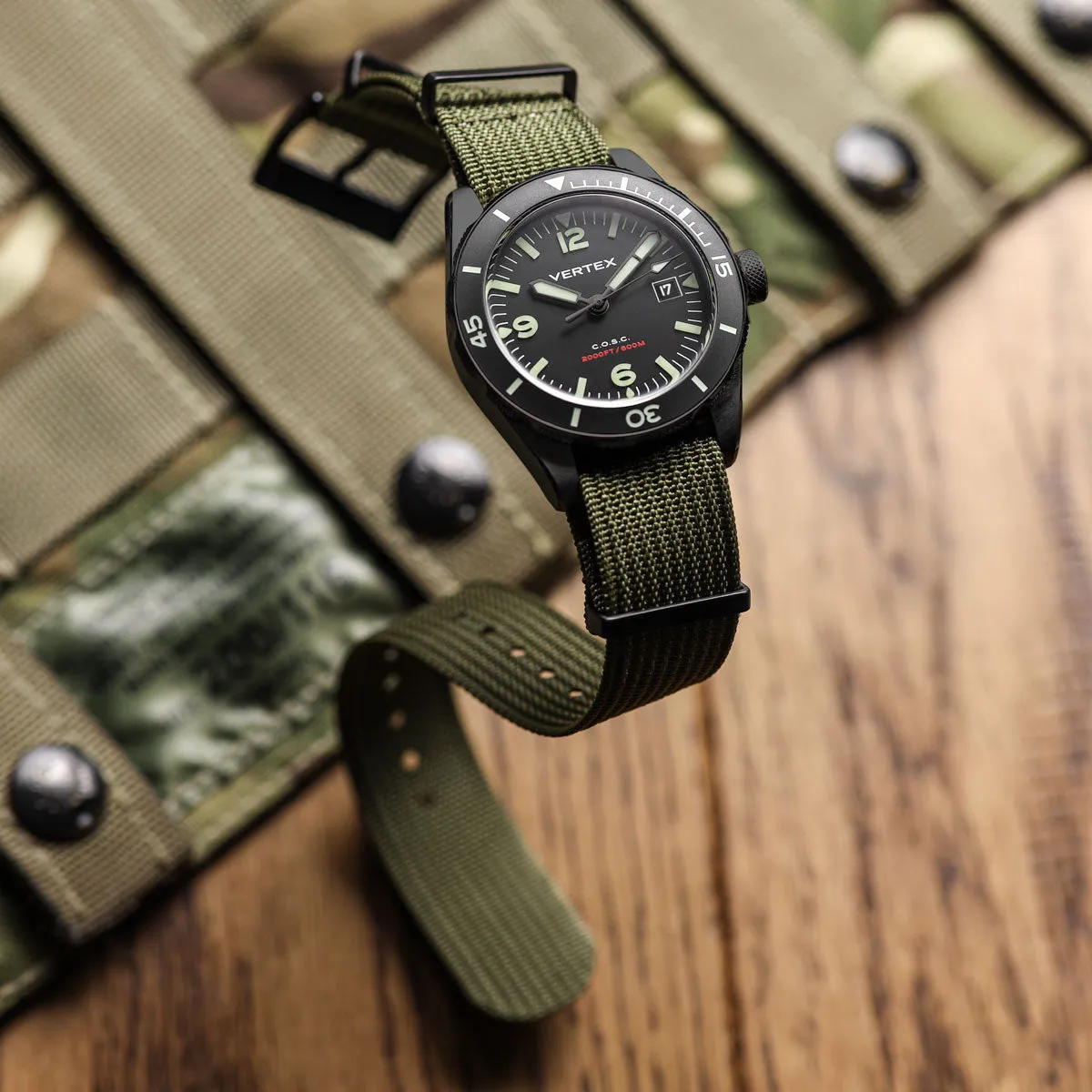 WatchGecko Ridge Military Nylon Watch Strap - Black - PVD IP Black