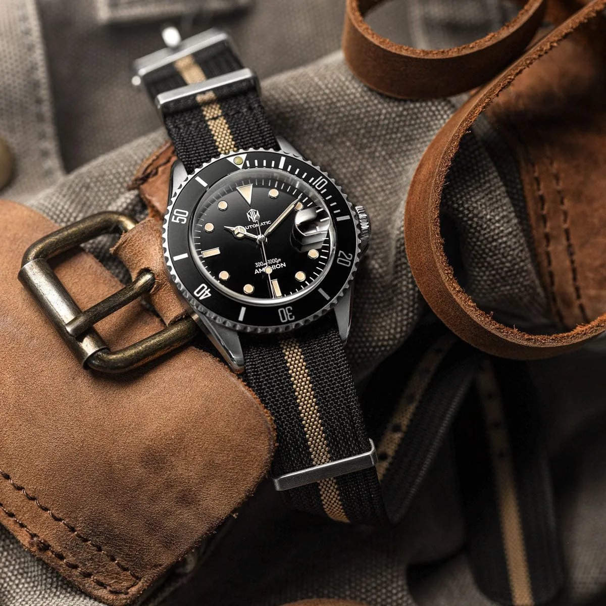 WatchGecko Ridge Military Nylon Watch Strap - Black