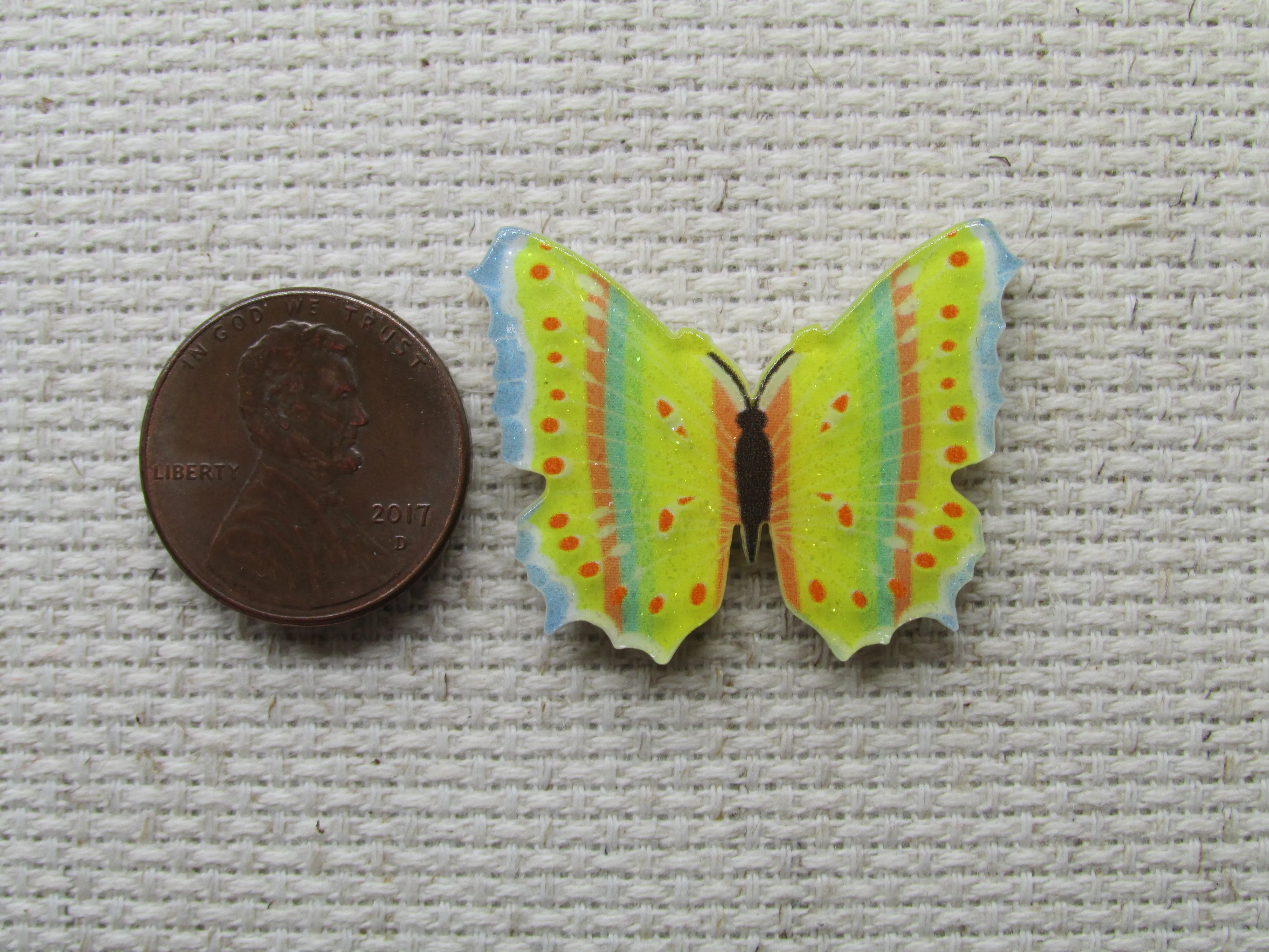 Yellow, Blue and Orange Butterfly Needle Minder, Cover Minder, Magnet